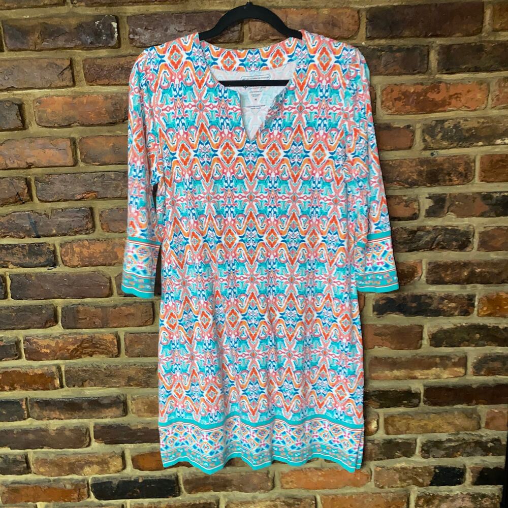 Coolibar Printed Oceanside Tunic 3/4 Sleeve Mini Dress Women's Size Medium - Picture 2 of 7